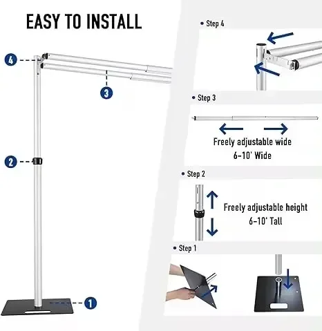 10x10ft Pipe and Drape Backdrop Stand Kit,Portable Photography Background,Wedding Backdrop for Events Decoration Backdrop Frame