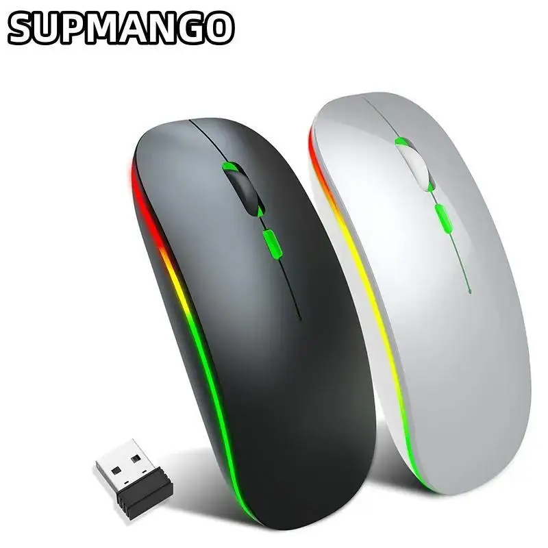 Mouse Wireless Mouse ricaricabili RGB Computer Wireless Mause Mouse da gioco ergonomico retroilluminato a LED per PC portatile