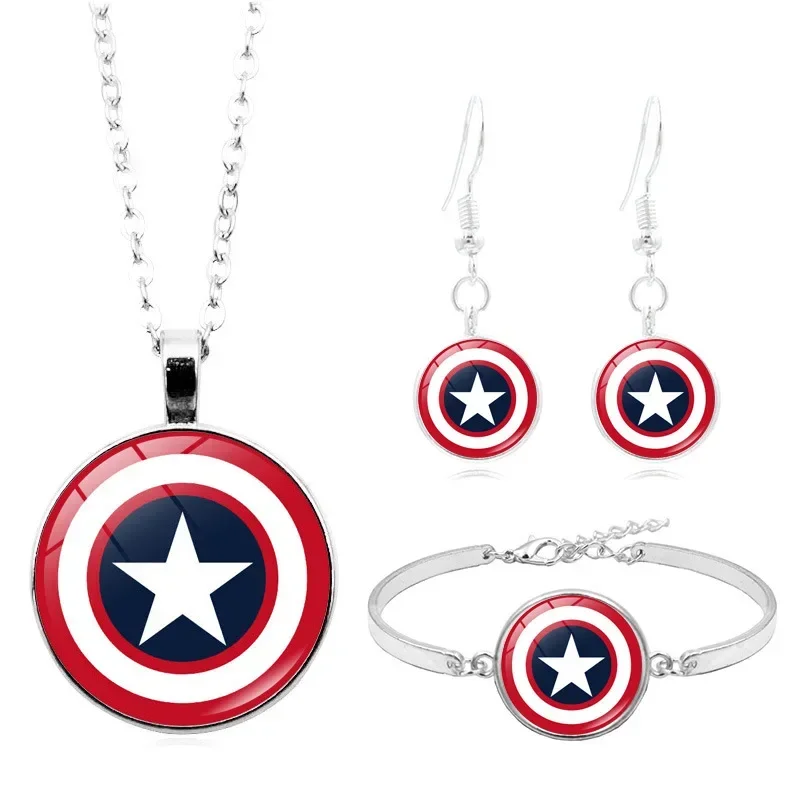 3 pz/set New Marvel Jewelry Set Cartoon Anime periferiche collana con ciondolo da donna moda bracciale in argento orecchini Set di gioielli