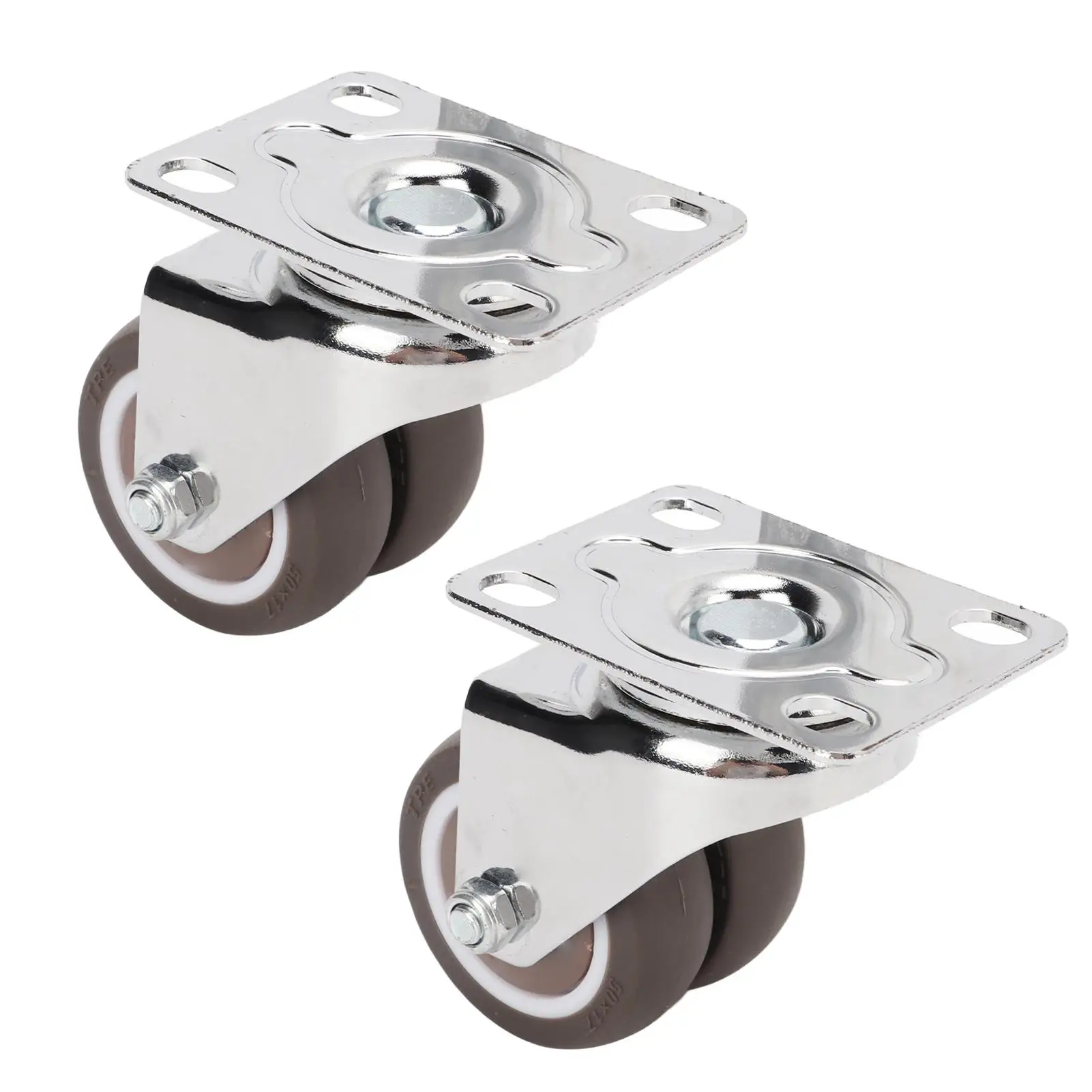 2pcs Silent 360° Caster Wheels - Soft Rubber TPR Shock Absorbing Rolling Wheelset for wardrobes , No Brake