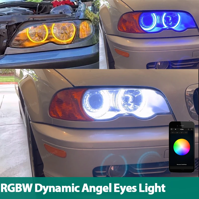 

RGBW multi-color Remote Control Halo Ring Angel Eyes LED Rings for BMW 3 5 7 Series E46 E39 E38 Revolving Dynamic Turn Signal