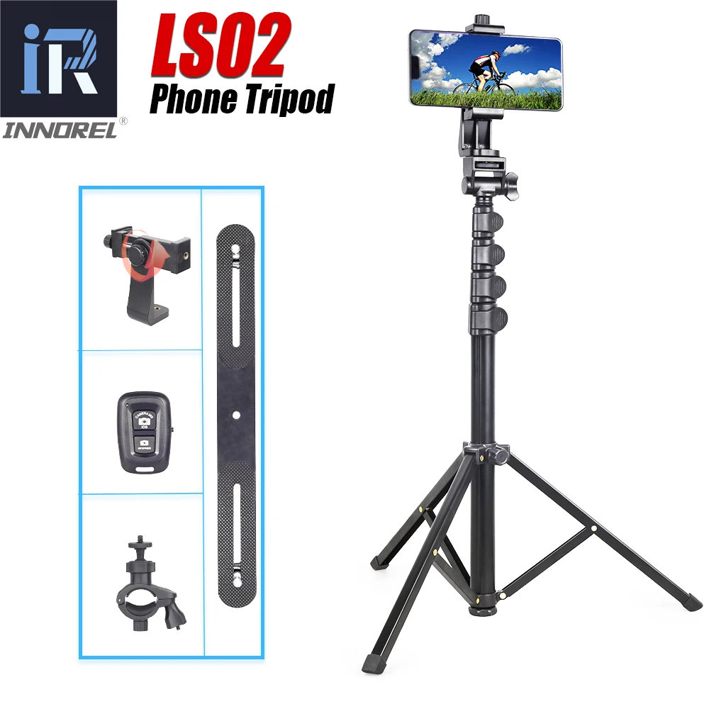 INNOREL LS02 Phone Tripod Selfie Stick for iPhone, Android, Camera,Live Streaming/Vlogging，with Wireless Remote & Phone Holder