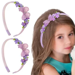 ncmama New Butterfly Decor Headbands Cute Flower Pearl Hairbands for Kids Girls Exquisite Hair Hoop Hair Bands Hair Accessories