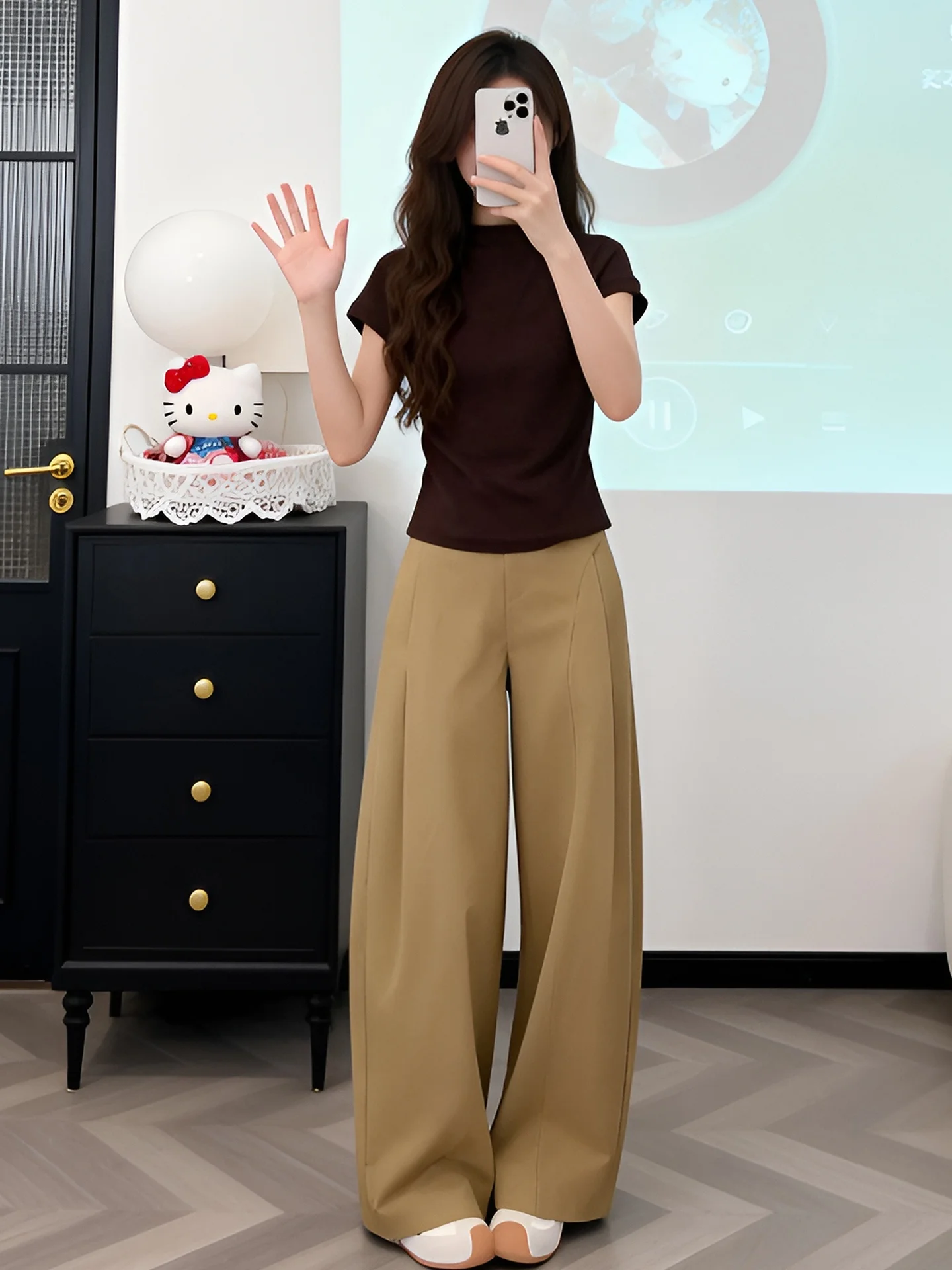 

Loose Wide Leg Pants Women's Casual Drapey High Waist Banana Pants Spring Autumn New Style Korean Style Commute Wind
