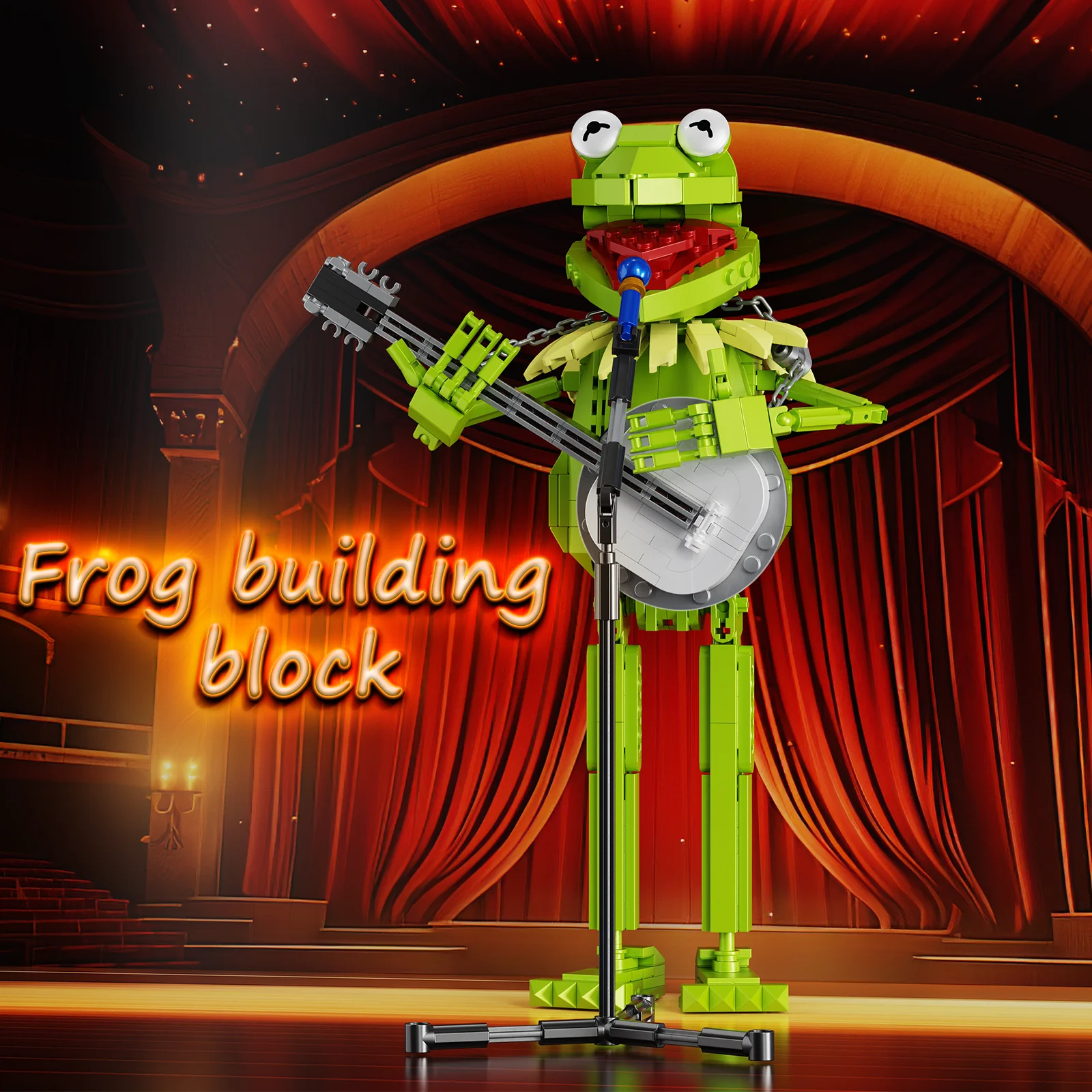 

BuildMOC Big Frog Muppet Show Building Block Set Cartoon Doll Funny Stage Scene Action Figure Model Bricks Gifts for Kids Adults