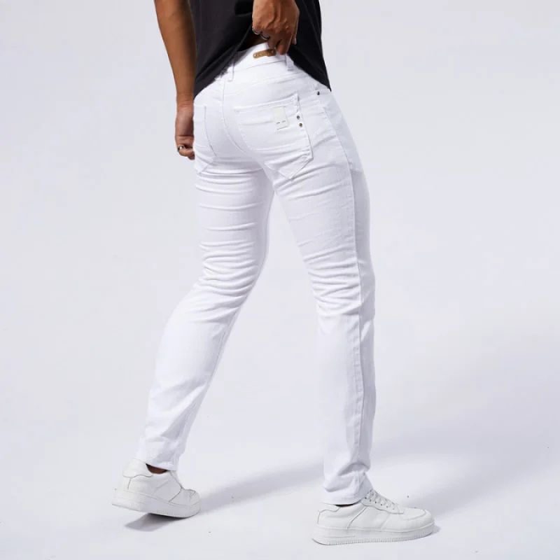 

Muscle jeans men's pure white summer thin stretch slim fit skinny fashion simple handsome fitness skinny long pants