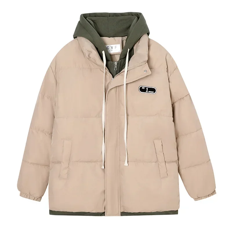 

New Winter Women's Cotton Jacket Female Contrast Fake Two Pieces Thicken Warm Parkas Coats Women's Winter Jacke