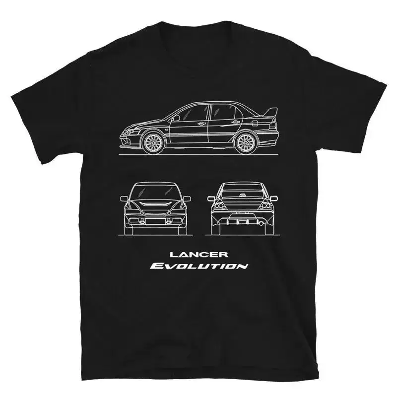 Lancer Evolution Men'S T Shirt Japan Sports Rally Jdm Car Blueprint Design