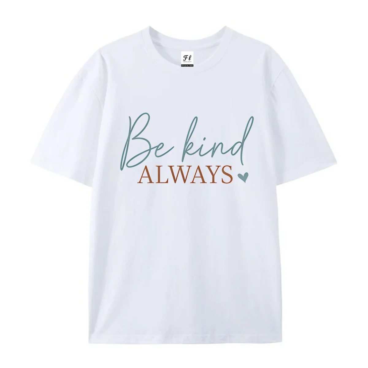 Unisex Be Kind Always Slogan Letter Graphic Tshirt Summer O Neck Short Sleeve Casual Positive Quote Heart Print Soft Tee Gift