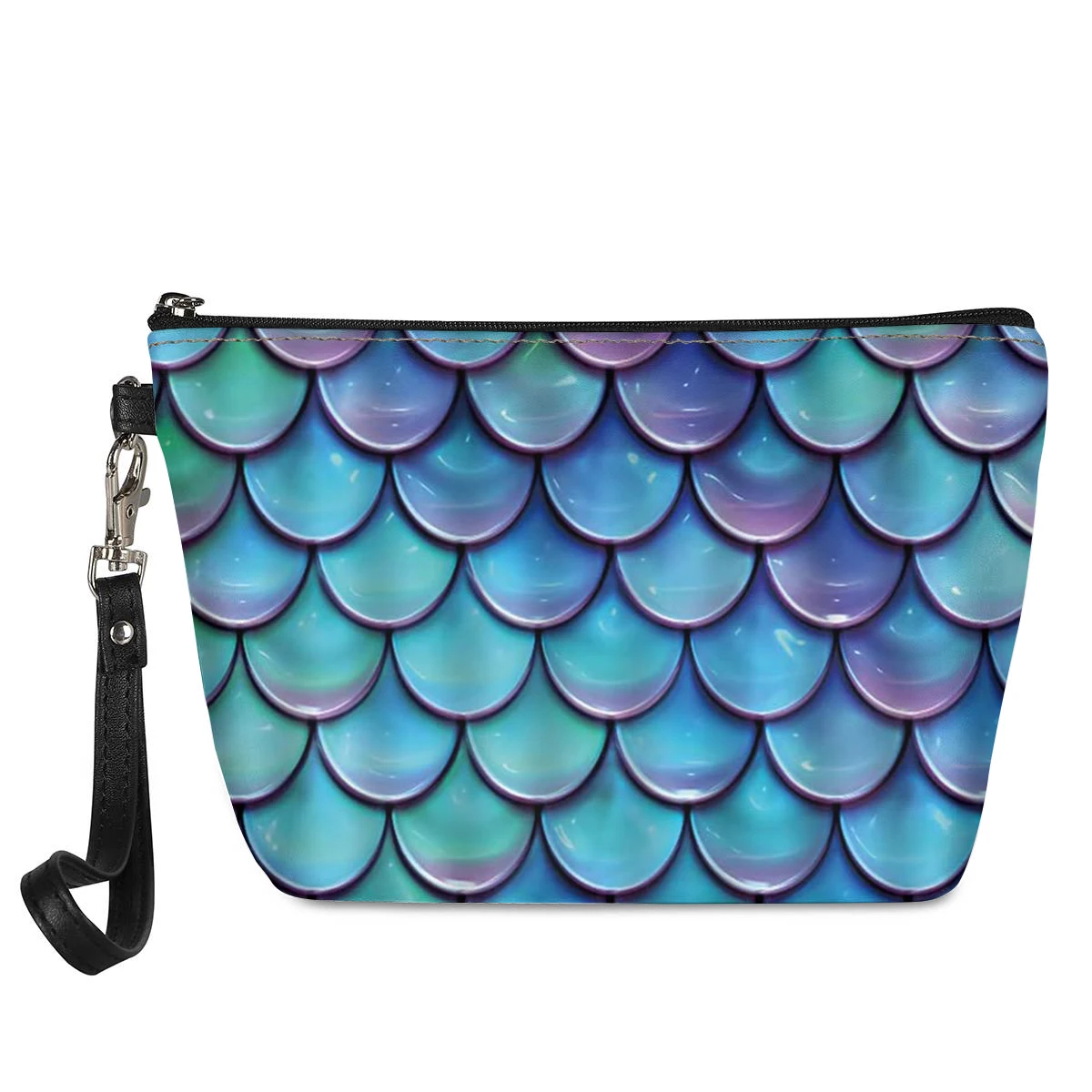 Casual Woman Small Make Up Bag Mermaid Scales Print 2025 Female Travel Cosmetic Case Bags Ladies PU Leather Women Makeup Pouch