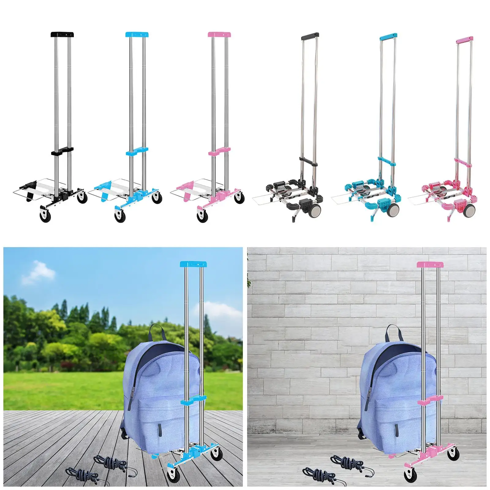 

Folding Hand Truck Heavy Duty Shopping Cart for Travel Transportation Moving