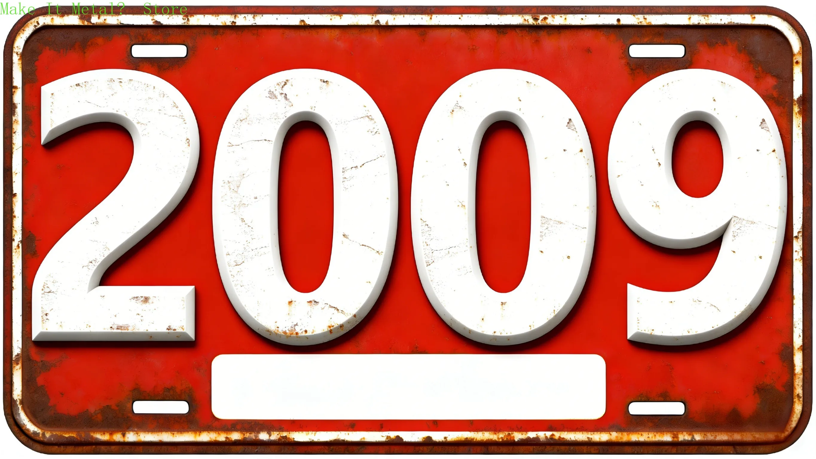 Placa Decorativa Metálica Roja Vintage 2009 con Efecto Envejecido, 6x12 Pulgadas, Etiqueta Retro de Año de Nacimiento con 4 Orificios de Montaje, Personalizable