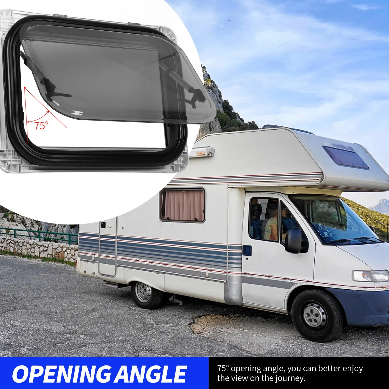 External Exit Window Insect Net Anti Oxidation UV Proof 550x400mm Double Layer Privacy Curtain Push Out Window for Trailer