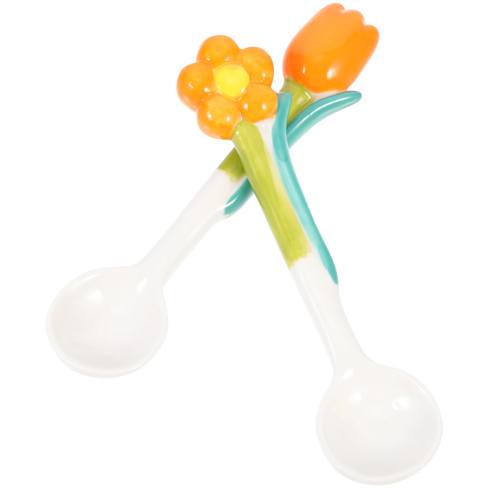 

2Pcs Tulip Shaped Porcelain Spoon Household Mixing Spoon Convenient Coffee Rice Mixing Accessory Coffee Accessories