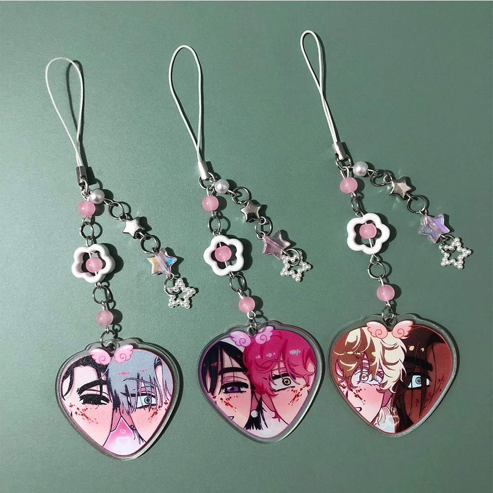 Anime Alien Stage Ivan till Mizi Hyuna Sua Luka cadena para teléfono móvil llavero de corazón acrílico accesorios de Cosplay regalos para parejas y amigos
