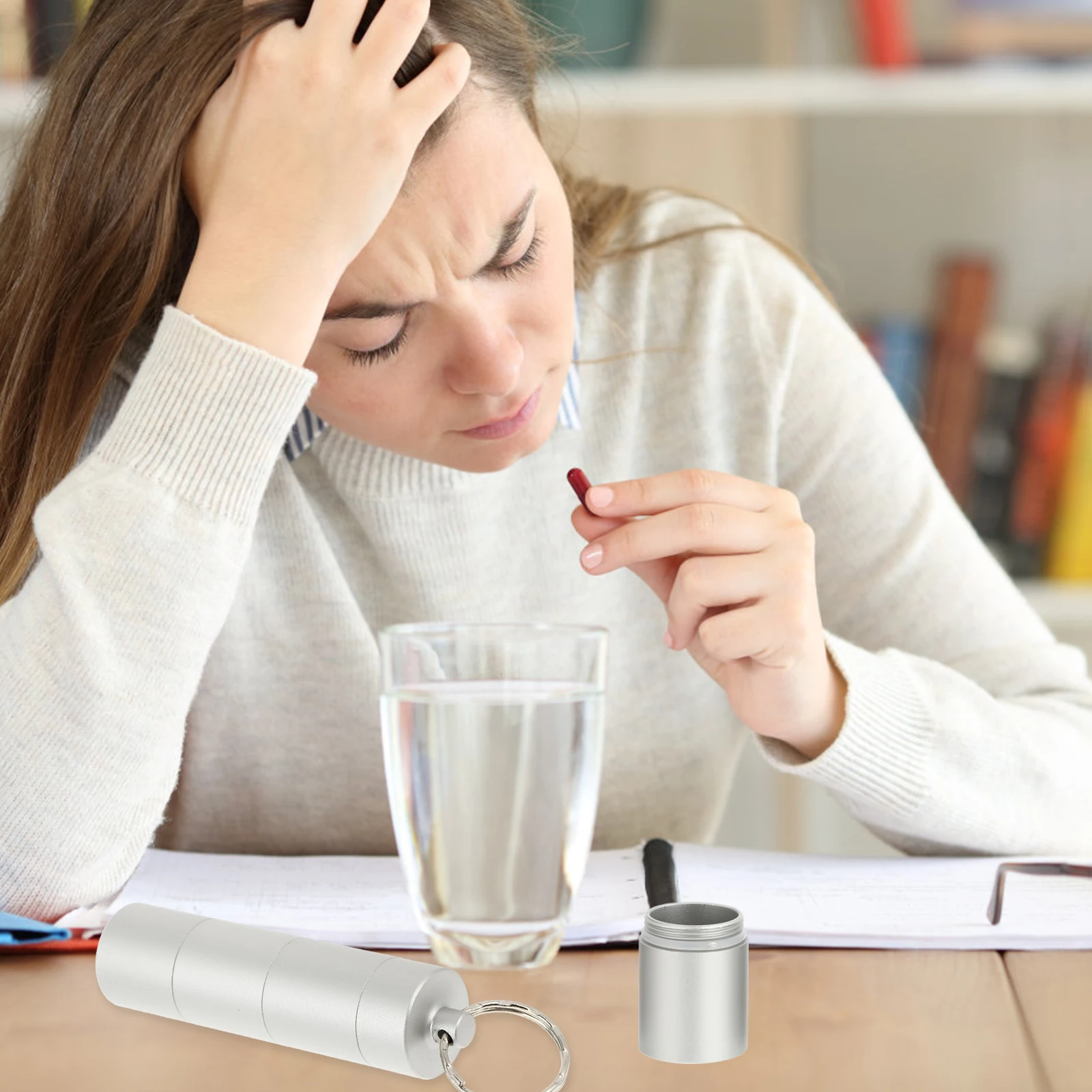 

Portable Medicine Bottle Compact Pill Case Small Travel Foldable Pocket Box Aluminum Alloy Container for Medicines