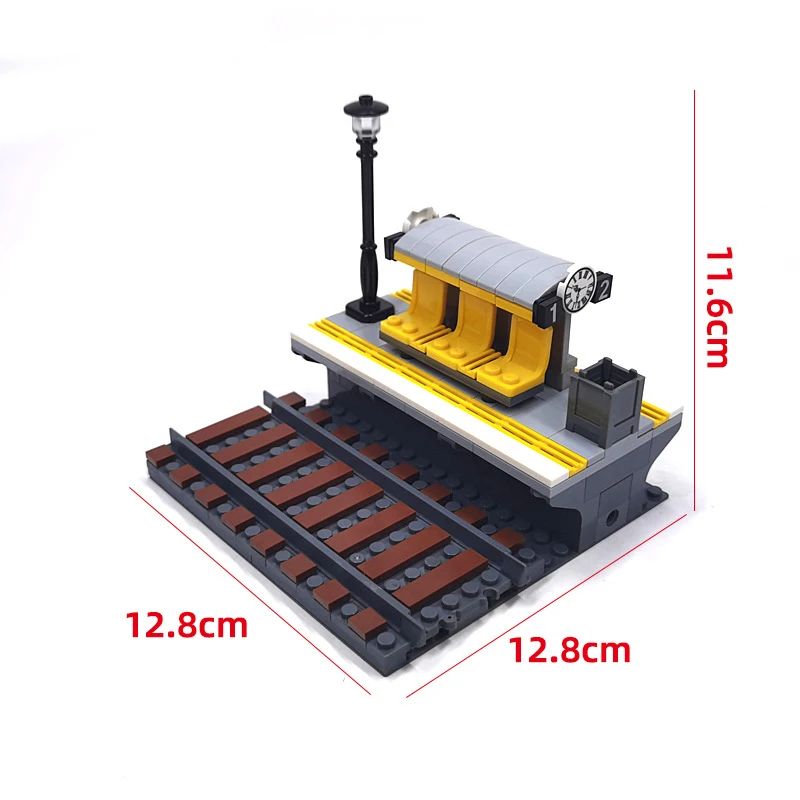 MOC Urban Vintage Train Car Building Blocks Freight Container Train Transport Car DIY Train Platform Traffic Light Scene Puzzle