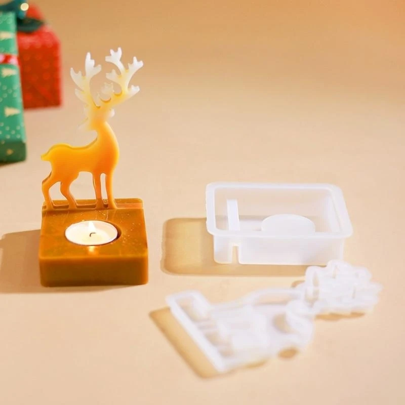 3PCS Creative Reindeer Holder Silicone Mold Set Flexible Molds for Craft