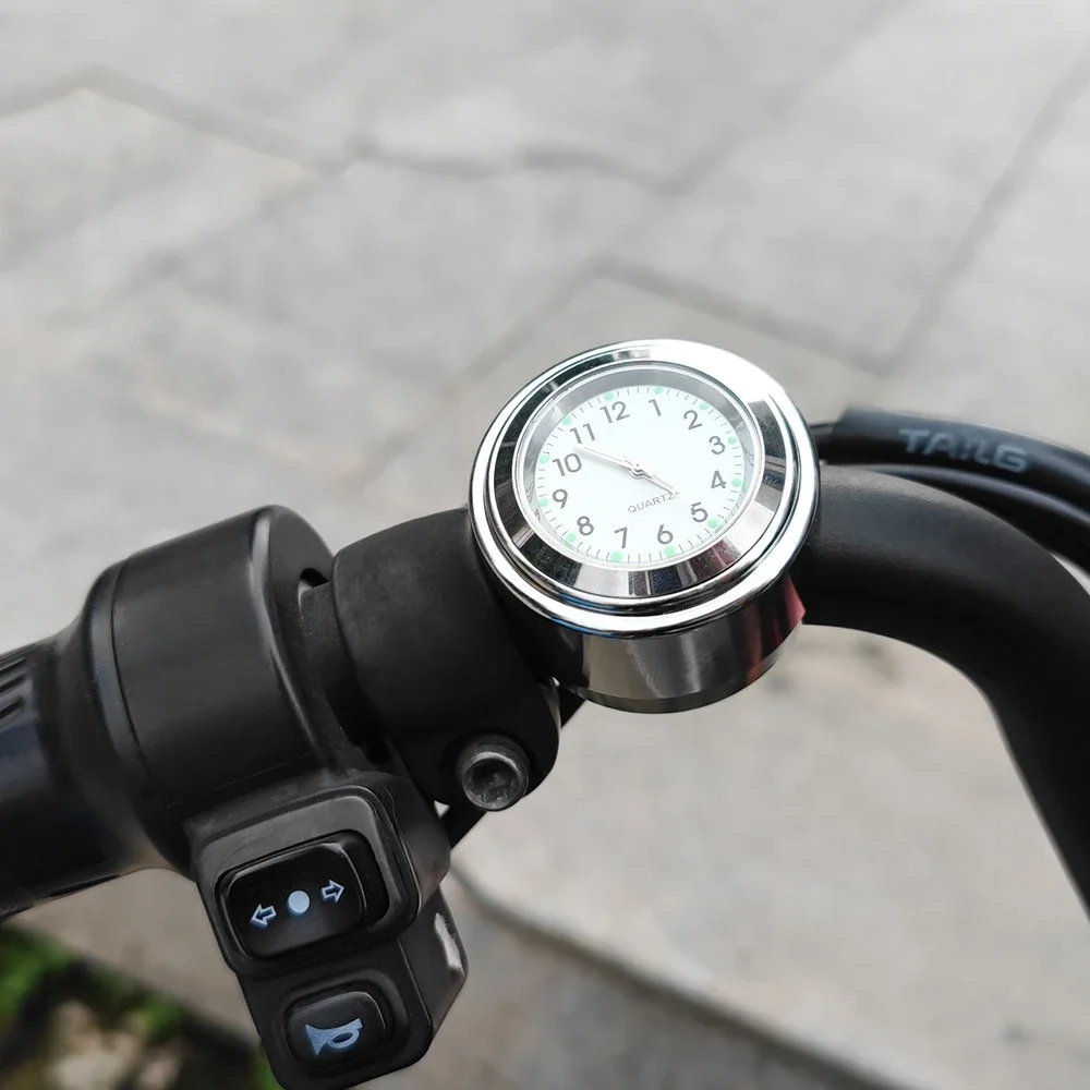 Universelle wasserdichte Chrom-Motorrad-Lenkeruhr Fahrrad-Scooter-Lenkerhalterung Uhr Motorrad-Zubehör – Detail 3