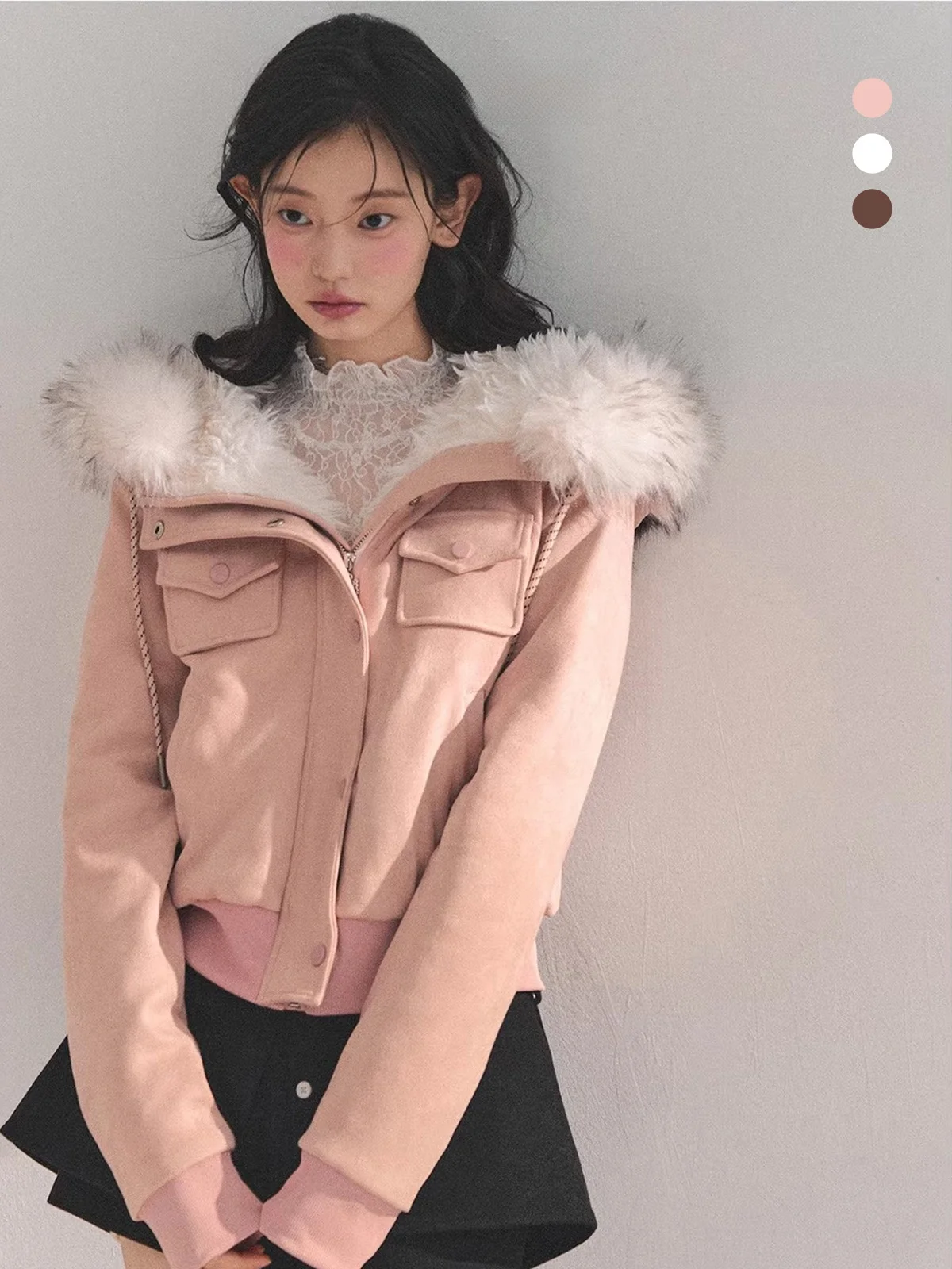 

AOMALM Женское зимнее пальто из искусственного меха с капюшоном Jaet Plu Coat Briti Sle Stand Fit Cotton Blend Warmth Long Sve Zipper Clo...