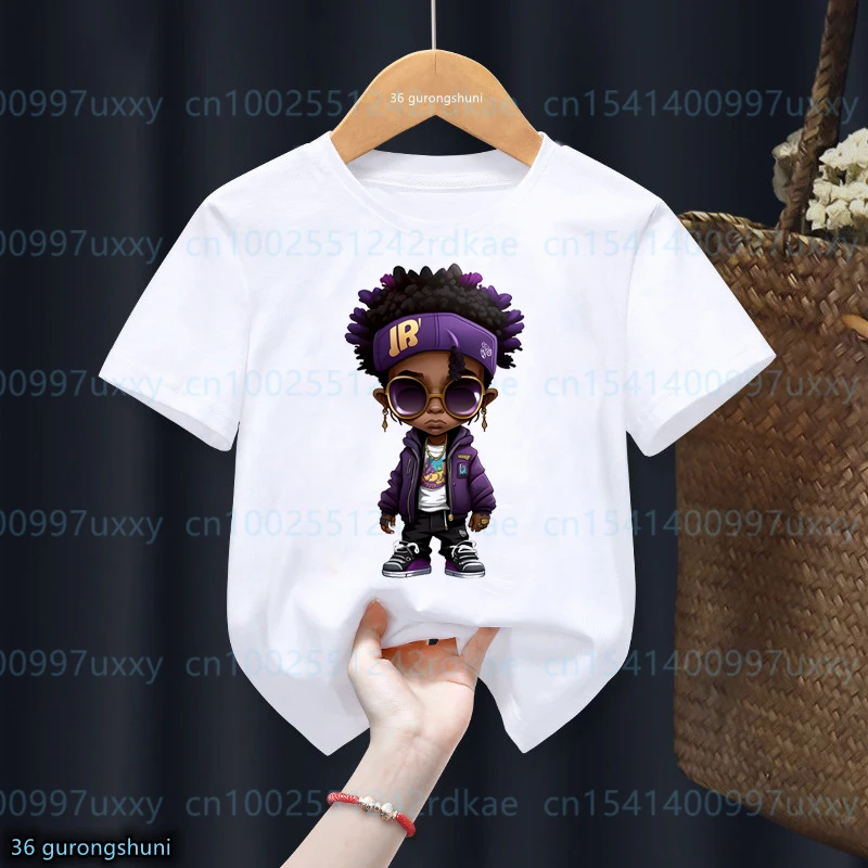 Cool Hip Pop Street Black Boy Printing Boys' T-Shirt Fun African Melanin Boys' Clothing Fashion Casual Children'S Tshirt tops