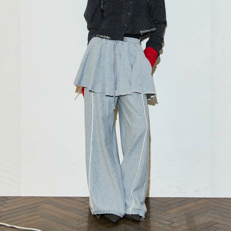 

Женские брюки Torowee 25: Новые модные повседневные прямые спортивные штаны с эффектом двухслойности, высокая талия, полиэстер