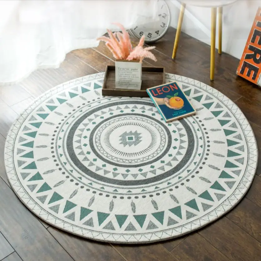 

Mandala Flower Pattern Ethnic Rugs and Carpets for Home Living Room Round Kilim Carpet Christmas Rugs for Bedroom Children Rooms