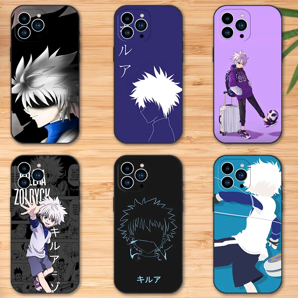 Anime Hunter X Hunter Killua Zoldyck Phone Case for iPhone 12 11 13 14 15 16 Max Pro Plus Black Soft Silicone Cover