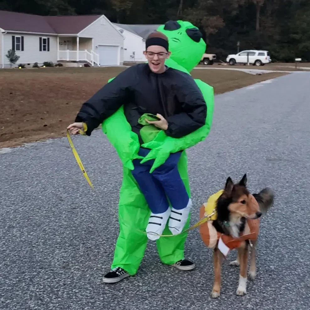 2025 أزياء الهالوين Et Alien Opblaasbare Pak Alien Monster Opblaasbare Kostuum مخيف Groene Alien Cosplay Kostuum Voor Volwassen