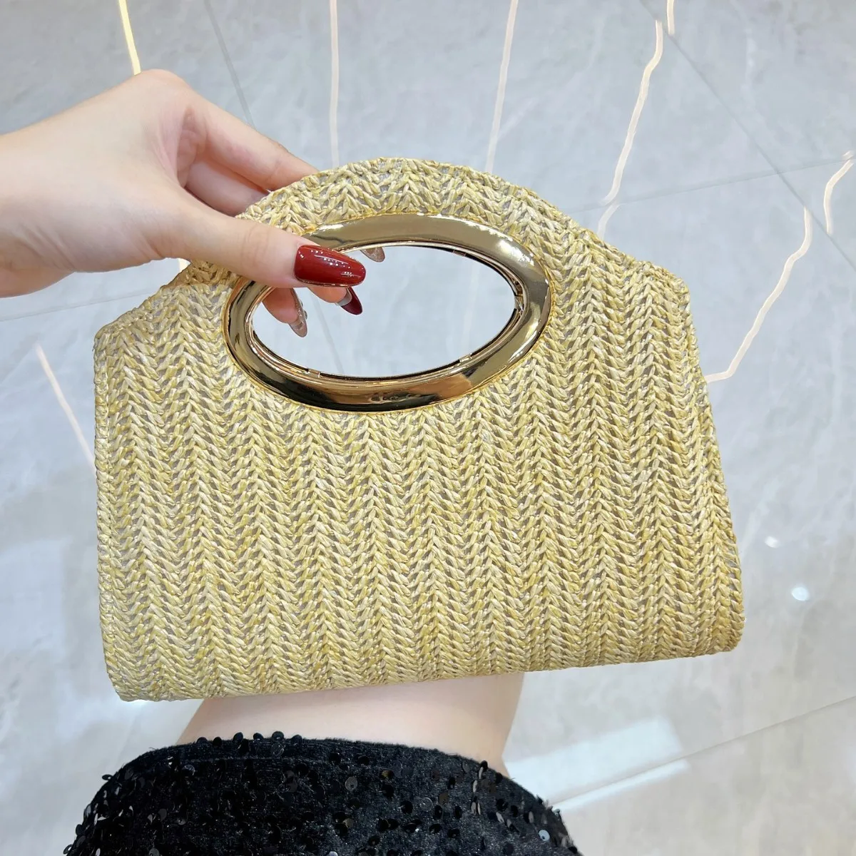 New fashion woven pattern clutch bag women's versatile women's handbag simple niche messenger bag handbag