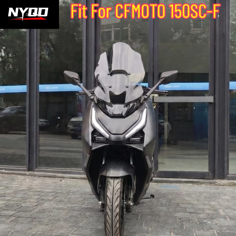 For CFMOTO 150SC‑F 2026 PMMA Windshield Windscreen Mirror Relocation Adjustable Bracket Scooter Modified Wind Deflector Parts