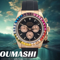 Men watches GEM Automatic Watch 39mm 4130 Chronograph Mechanical Wristwatch Sapphire Rubber bracelet Waterproof 10ATM 7750 watch