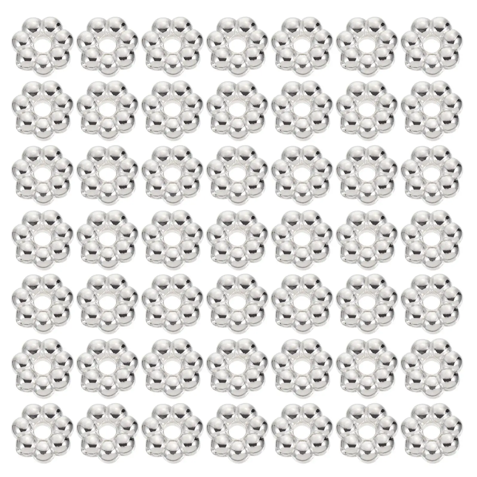 

2000pcs Flower Shaped Plastic Beads 6mm Silver Color ABS Material Jewelry Making Accessories for Craft Decor