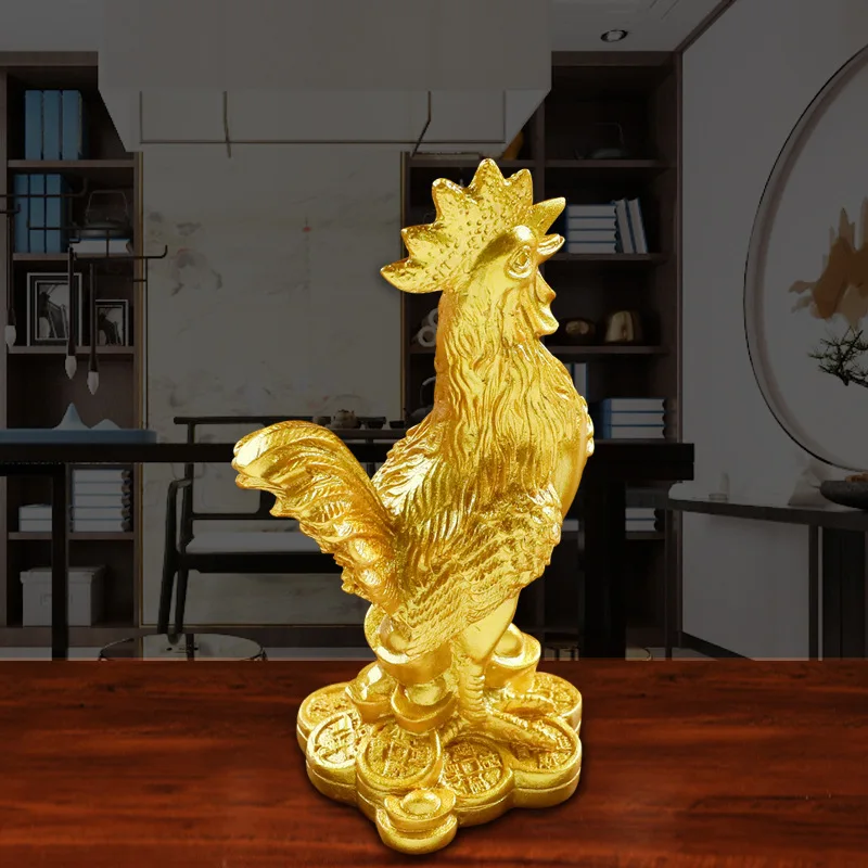 Home Decoration Golden Rooster Ornament Golden Rooster Jewelry Chinese Zodiac Resin Office Home Desktop Decoration