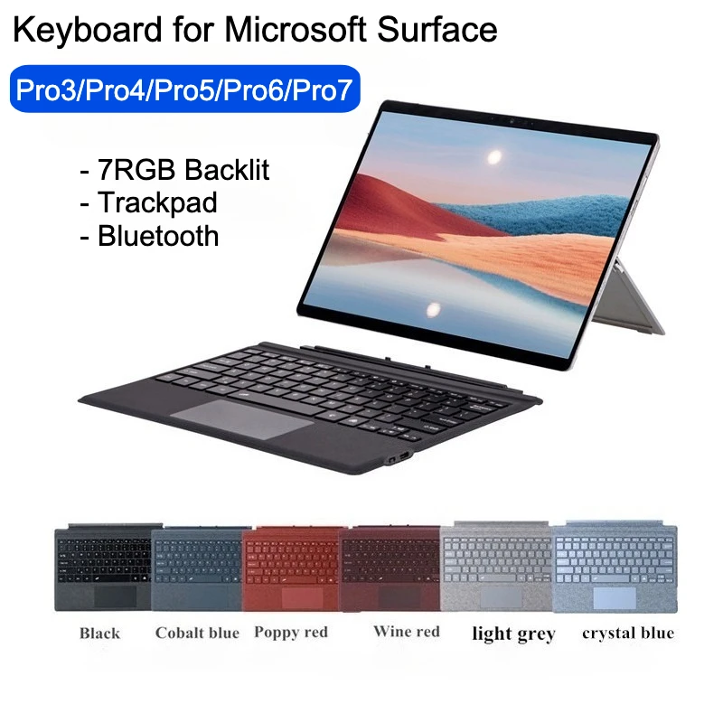 

Detachable Backlight Ultra-Slim Type Cover Keyboard For Microsoft Surface Pro7 Pro6 Pro5 Pro4 Pro3 Bluetooth Touchpad Keyboard