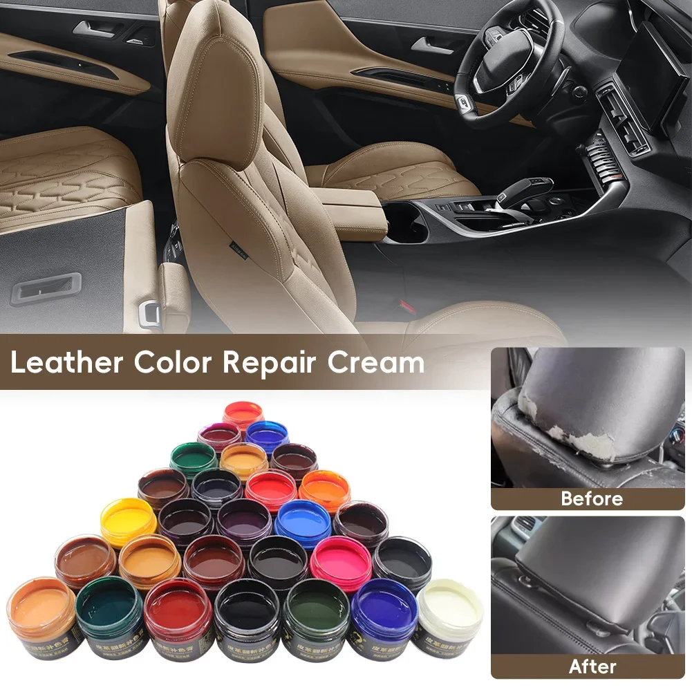 50ml Car Care Liquid Leather Repair Kit Auto Complementary Color Paste Car Seat Sofa Scratch Cracks Paint Care Gift Sponge