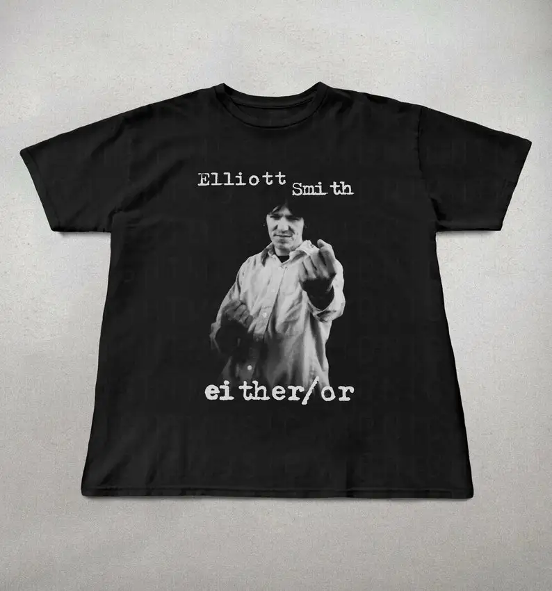 Camiseta de Elliot Smith, camiseta Either/ou, camiseta de Eliiot Smith, camisetas con gráficos, camisetas indie, camisetas de ba