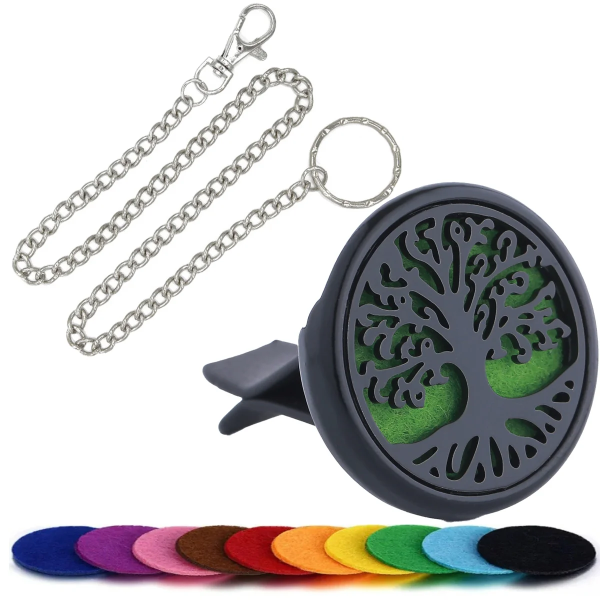 

Long Metal Wallet Belt Chain Keychain with 1 Car Air Freshener Diffuser and 10 Spacers, Car Interior Accessories