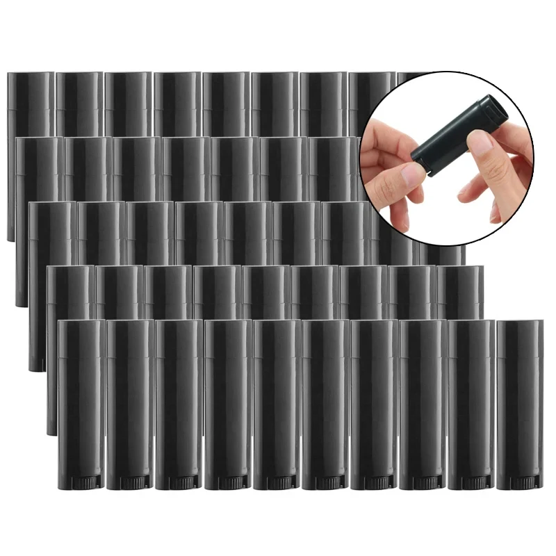 50PCS 5g Oval Lip Balm Tubes Plastic Twist-up Filling Stick Refillable Lipstick Tube Containers for Chapstick DIY Deodorants