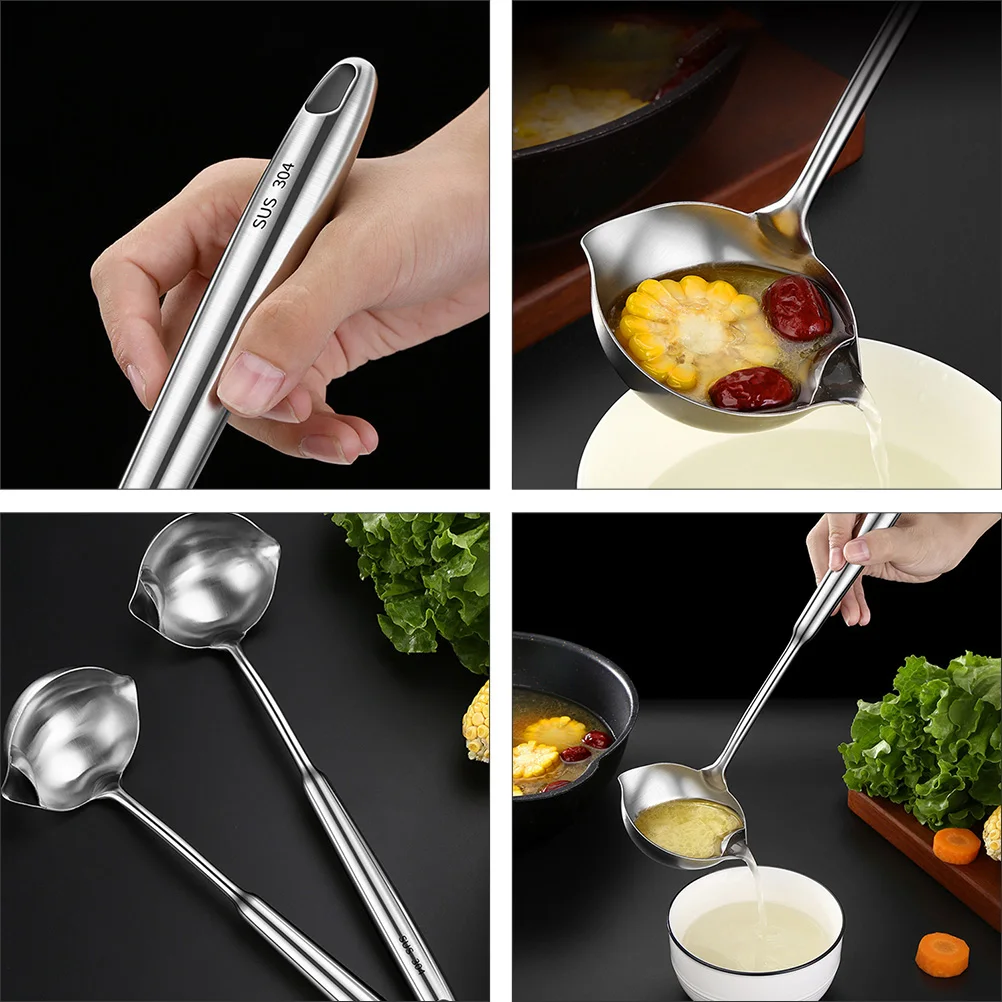 

Stainless Steel Grease Spoon Long H Soup Ladle Oil Filter Hotpot Spoon Dishwasher Safe Kitchen Utensils Strainer