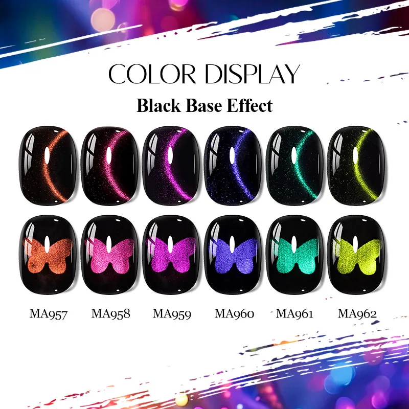 MEET ACROSS Autumn Cat Gel magnetico 7ml Gel olografico per occhi di gatto Scuro Perline di vetro di fascia alta Effetto Nail Art Necessita di colore base nero