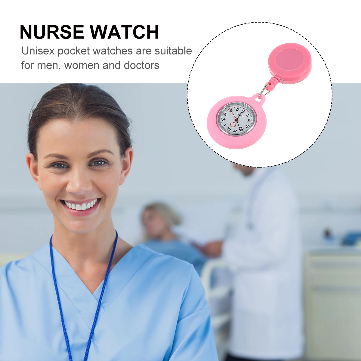 

Nurse Watch Silicone Retractable Pocket Fob Clip Quartz Doctor Hospital Workers Gift Durable Practical Easy Clean Nurses