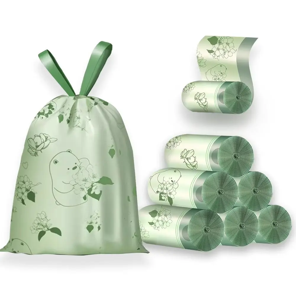 30/50/100pcs/rolls Not Easy To Break Drawstring Garbage Bag Plastic Portable Design Thickened Trash Bag Thickened Material
