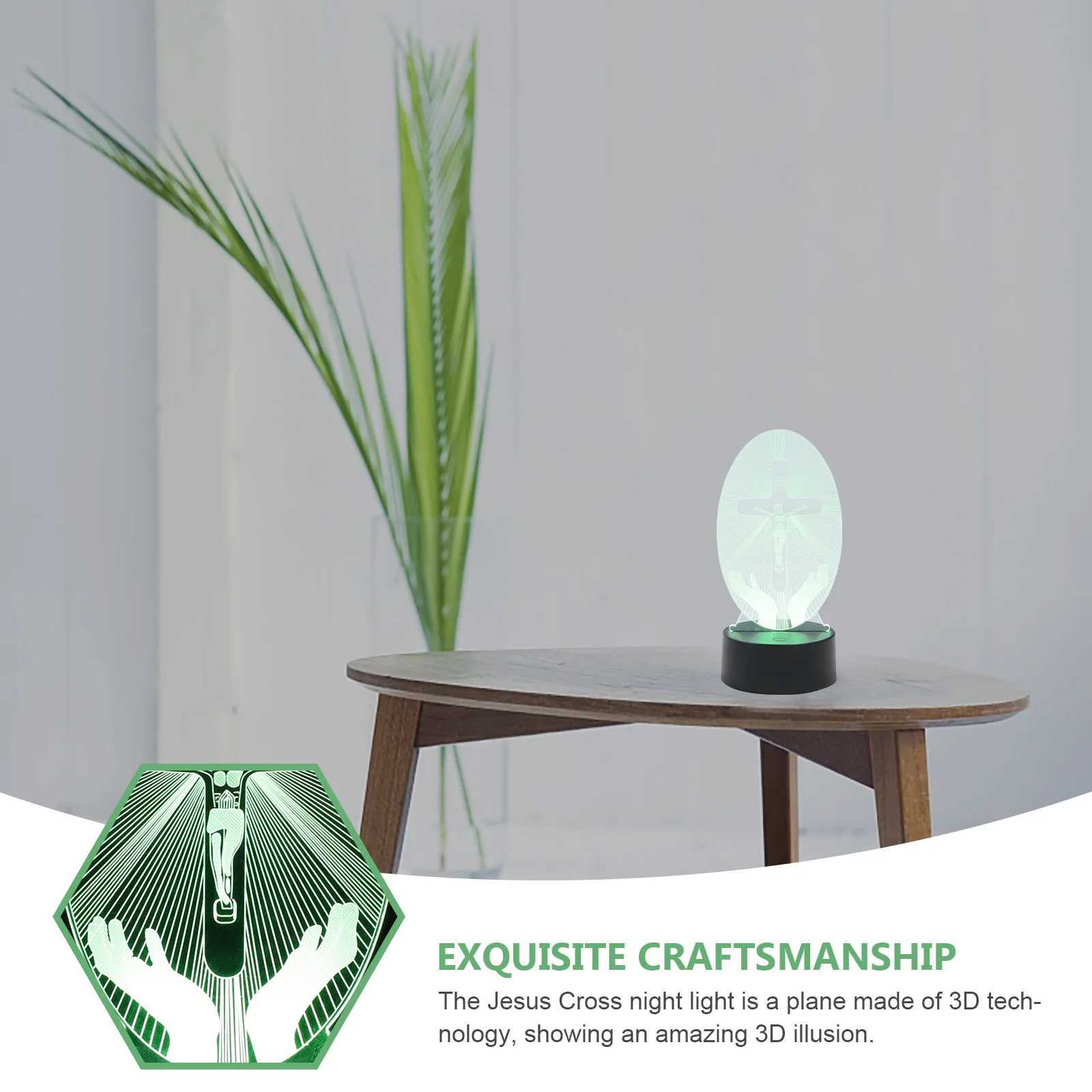 

Jesus Cross 3D Acrylic Night Light USB Powered Desktop Lamp Warm Light for Home Church Bar Atmosphere Decor Desktop Night Lamp