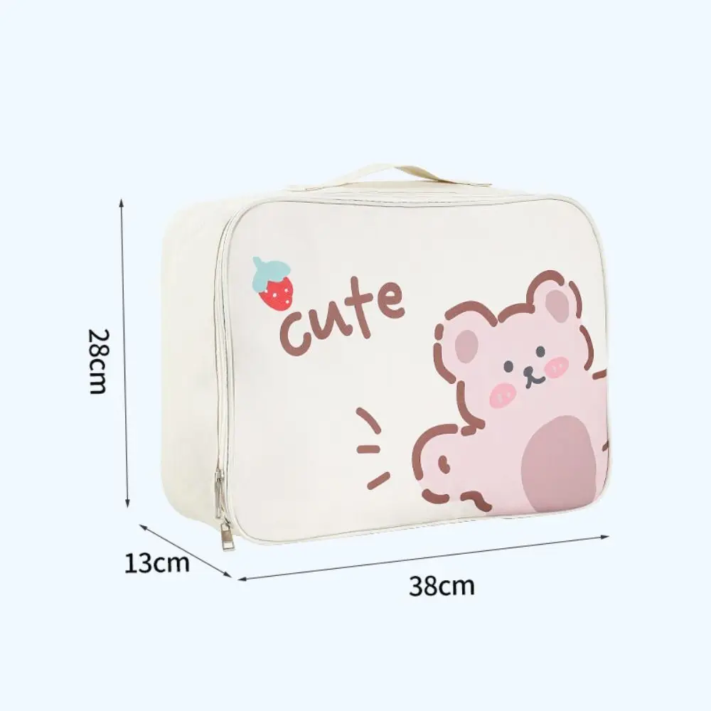 Convenient Portable Luggage Travel Bag Large Capacity Cartoon Printed Lunch Handbag PU Duffel Bag Student