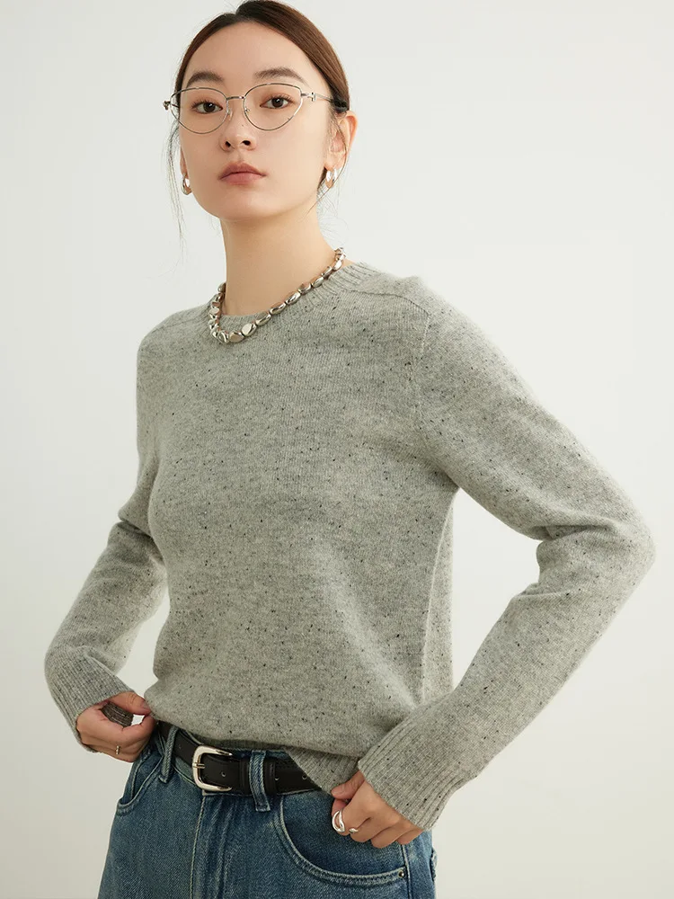 SuyaDream, Women Wool Pullovers, 100%Sheep Wool, Round Neck, Whole Garment Knit Sweaters, 2024 Fall Winter Seamless Top