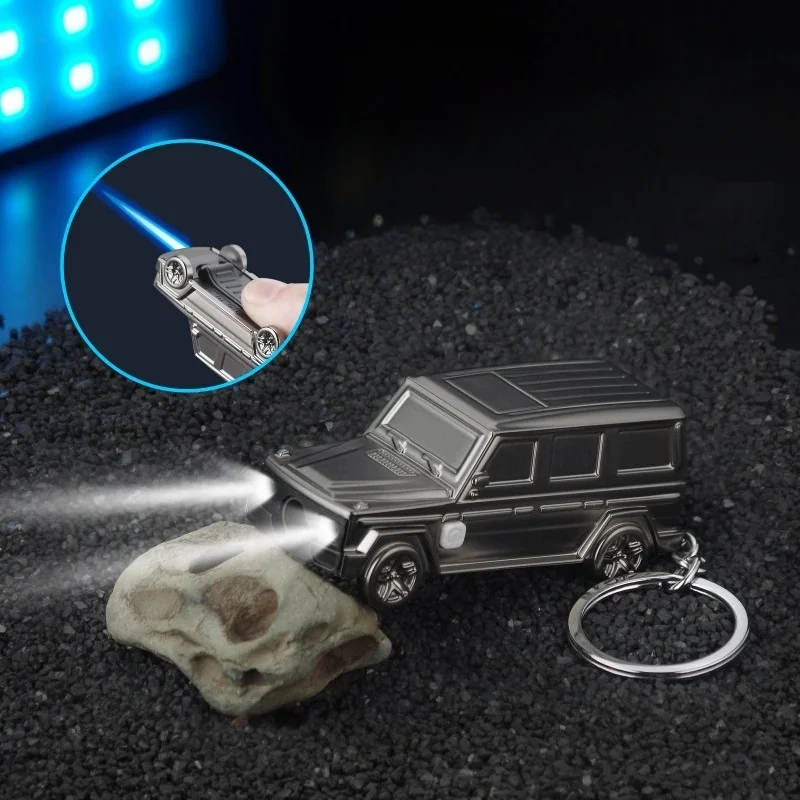 

Keychain Flashlight Inflatable Lighter Windproof Blue Flame Jet Off-road Small Tool Car Outdoor Portable Multifunctional Lighter