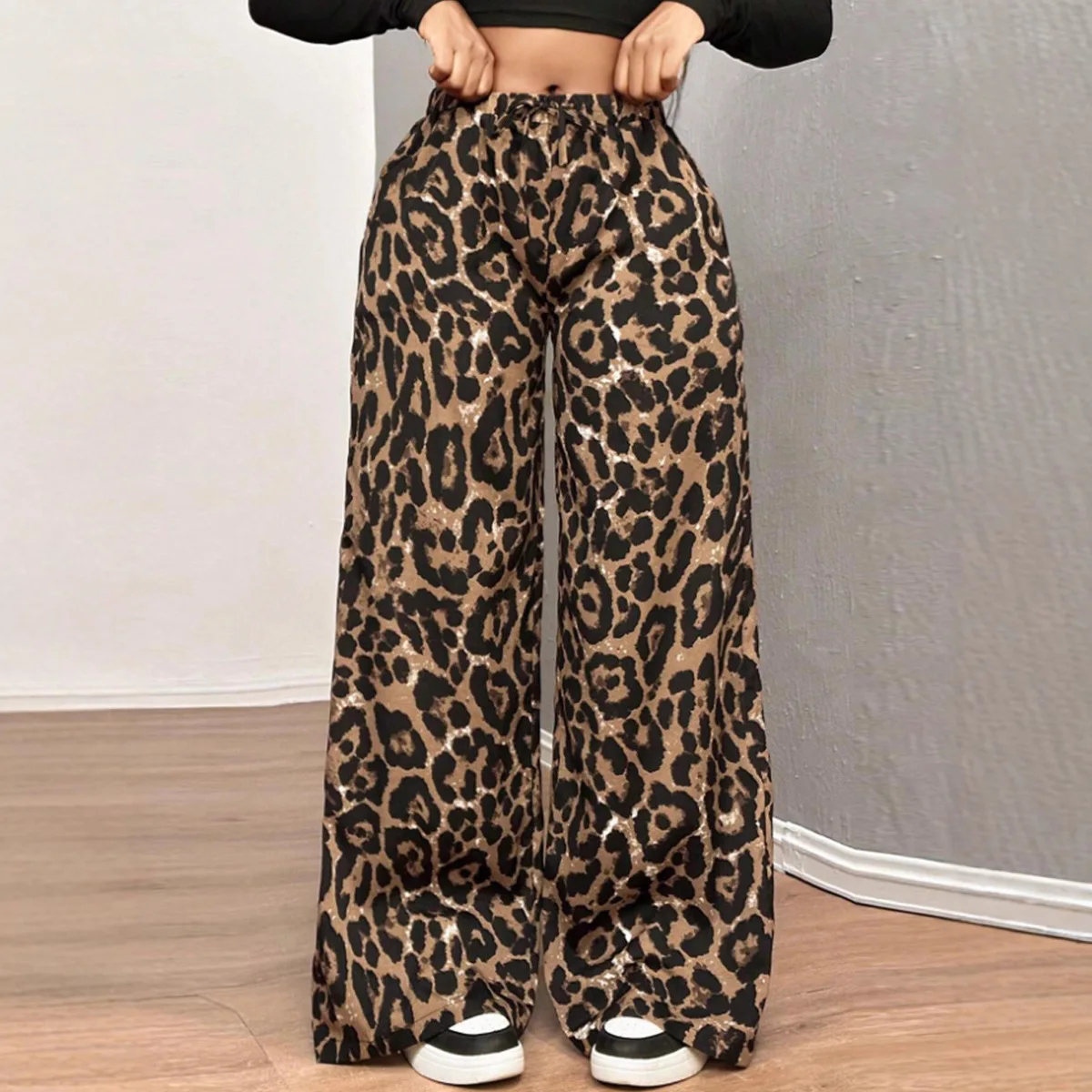 

new loose casual straps leopard print casual pants women