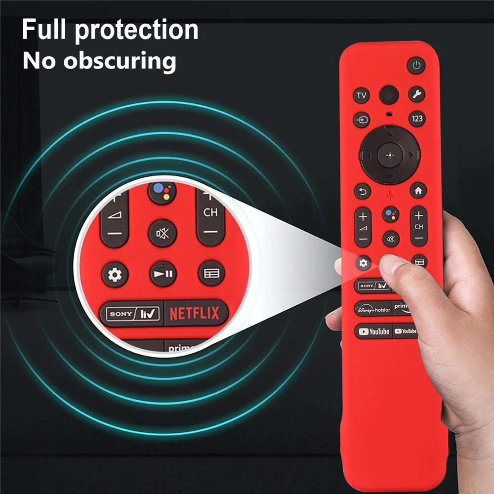 For Sony RMF-TX810U/RMF-TX811U/RMF-TX910U Remote Control Protective Silicone Case Cover Shockproof Anti-Slip Sleeve Lanyard