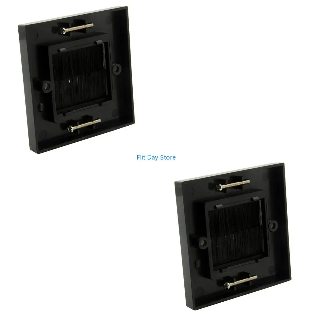 F92C Wall Socket Black Dustproof Panel With Integrated Brush 86 Type Wall Plate For Indoor Electrical Fixtures Maintenance